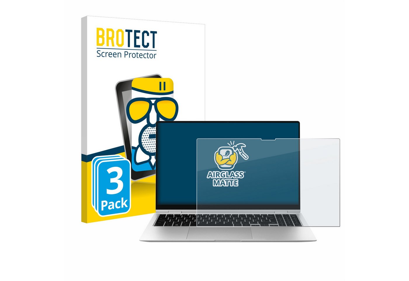 BROTECT flexible Panzerglasfolie für Samsung Galaxy Book2 Pro 360 15.6, Displayschutzglas, 3 Stück, Schutzglas Glasfolie matt entspiegelt Anti-Reflex" von BROTECT