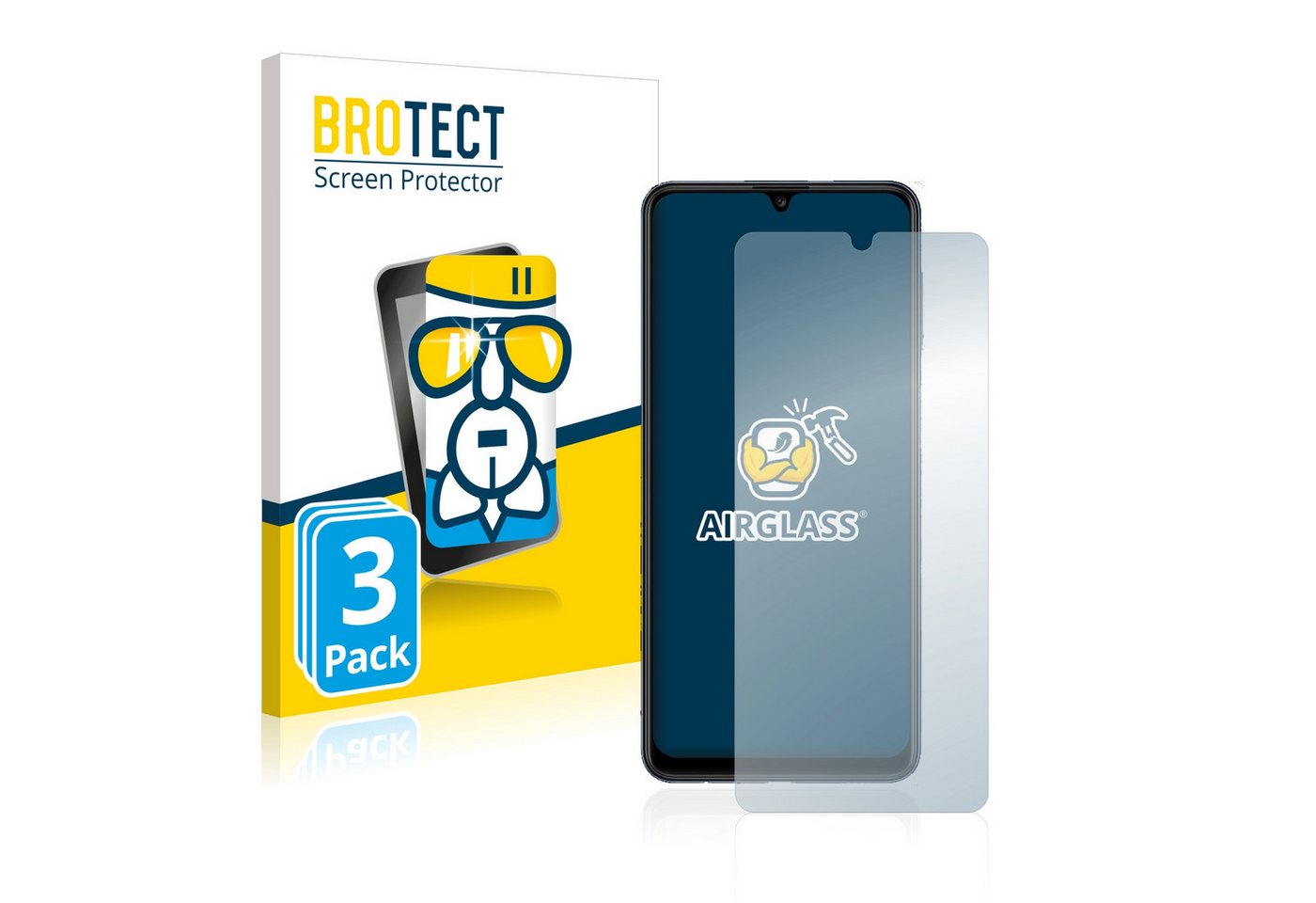 BROTECT flexible Panzerglasfolie für Samsung Galaxy M32, Displayschutzglas, 3 Stück, Schutzglas Glasfolie klar von BROTECT