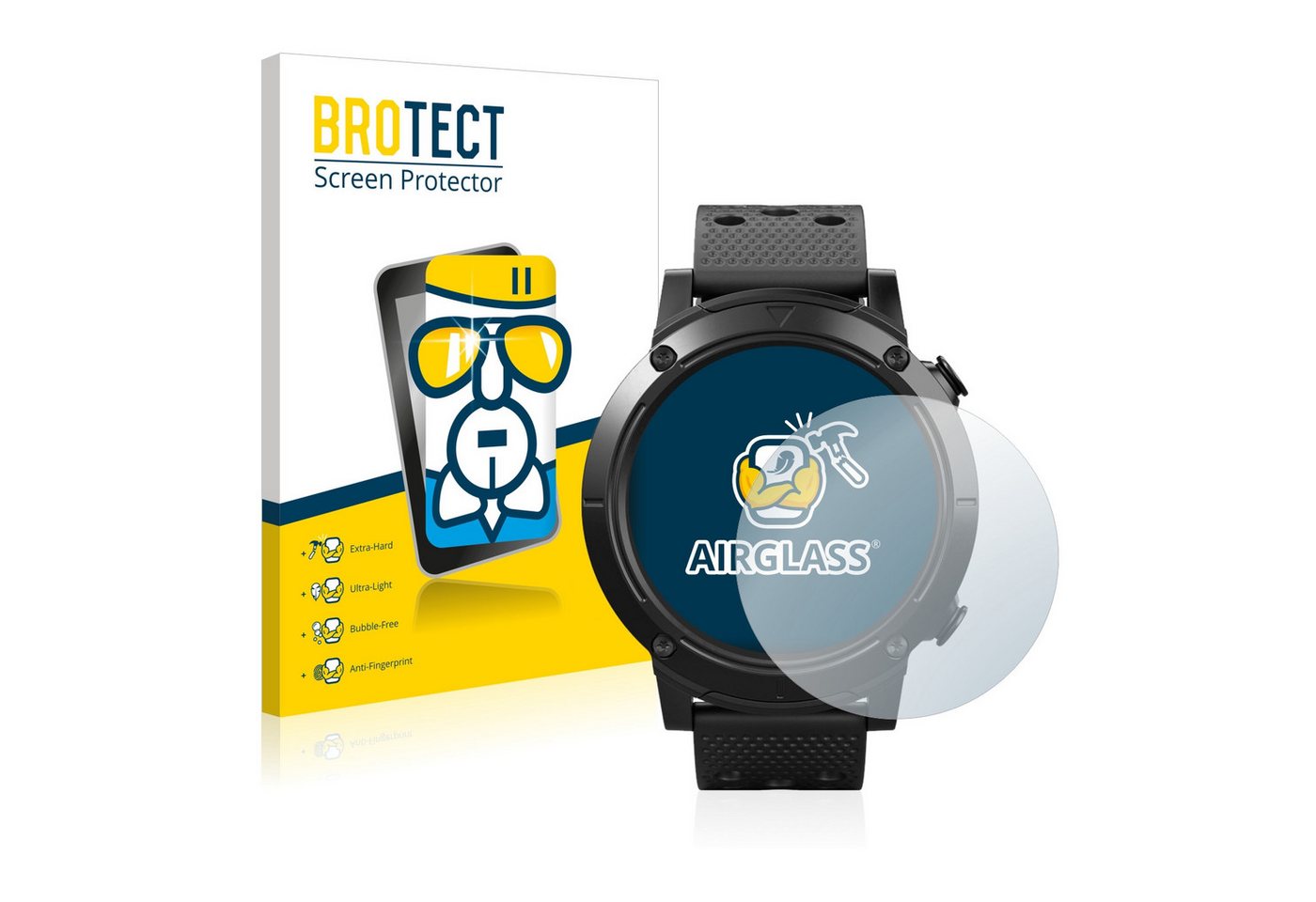 BROTECT flexible Panzerglasfolie für SilverCrest Smartwatch Sport, Displayschutzglas, Schutzglas Glasfolie klar von BROTECT