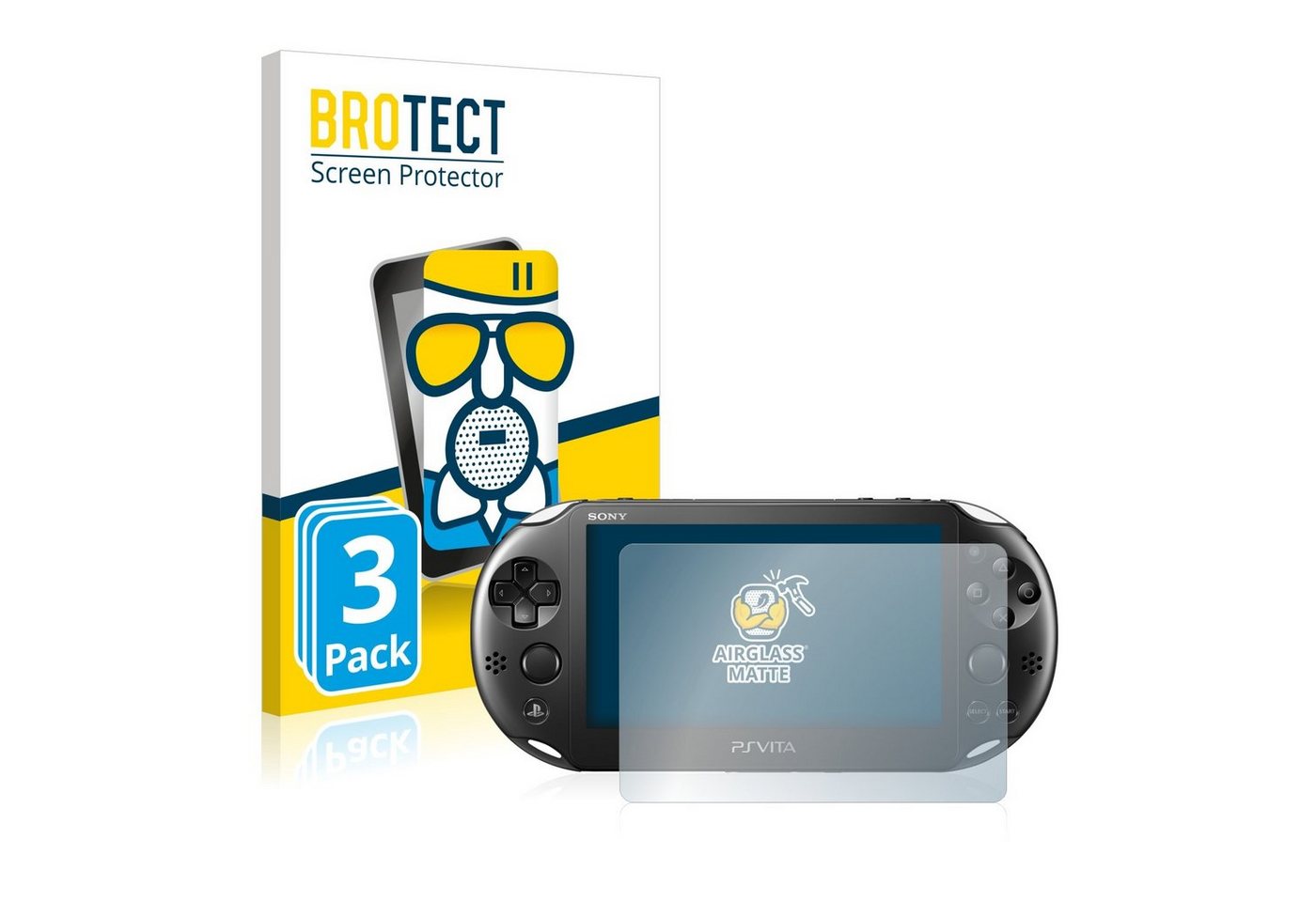 BROTECT flexible Panzerglasfolie für Sony Playstation PS Vita Slim, Displayschutzglas, 3 Stück, Schutzglas Glasfolie matt entspiegelt Anti-Reflex von BROTECT