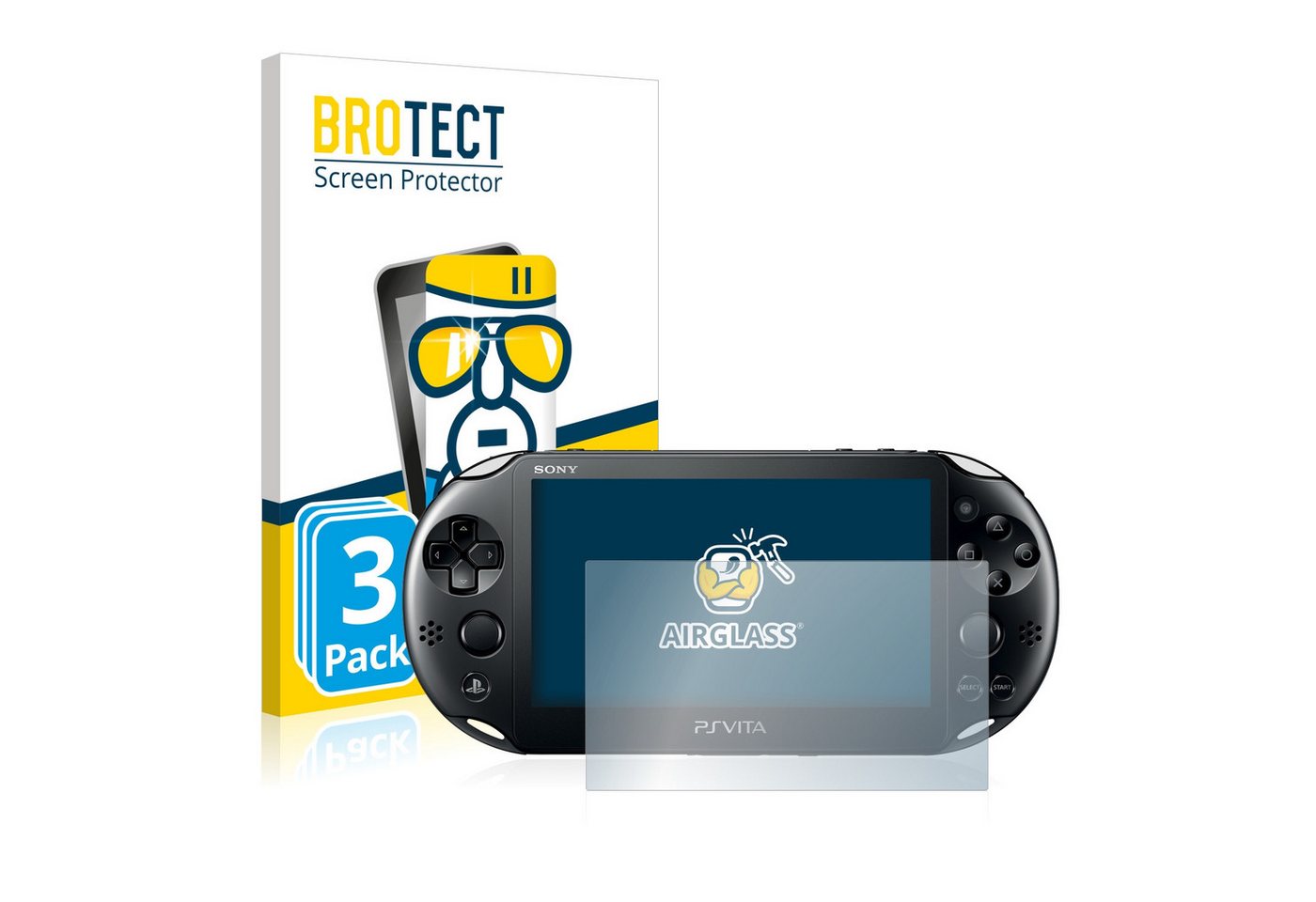 BROTECT flexible Panzerglasfolie für Sony Playstation Vita, Displayschutzglas, 3 Stück, Schutzglas Glasfolie klar von BROTECT