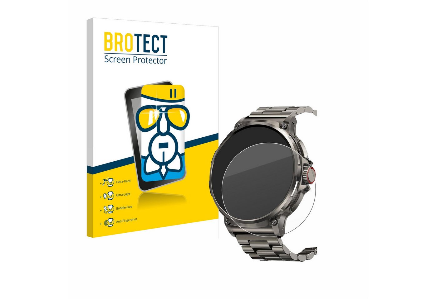 BROTECT flexible Panzerglasfolie für Tesofit Smartwatch 1.85 (rund), Displayschutzglas, Schutzglas Glasfolie klar" von BROTECT