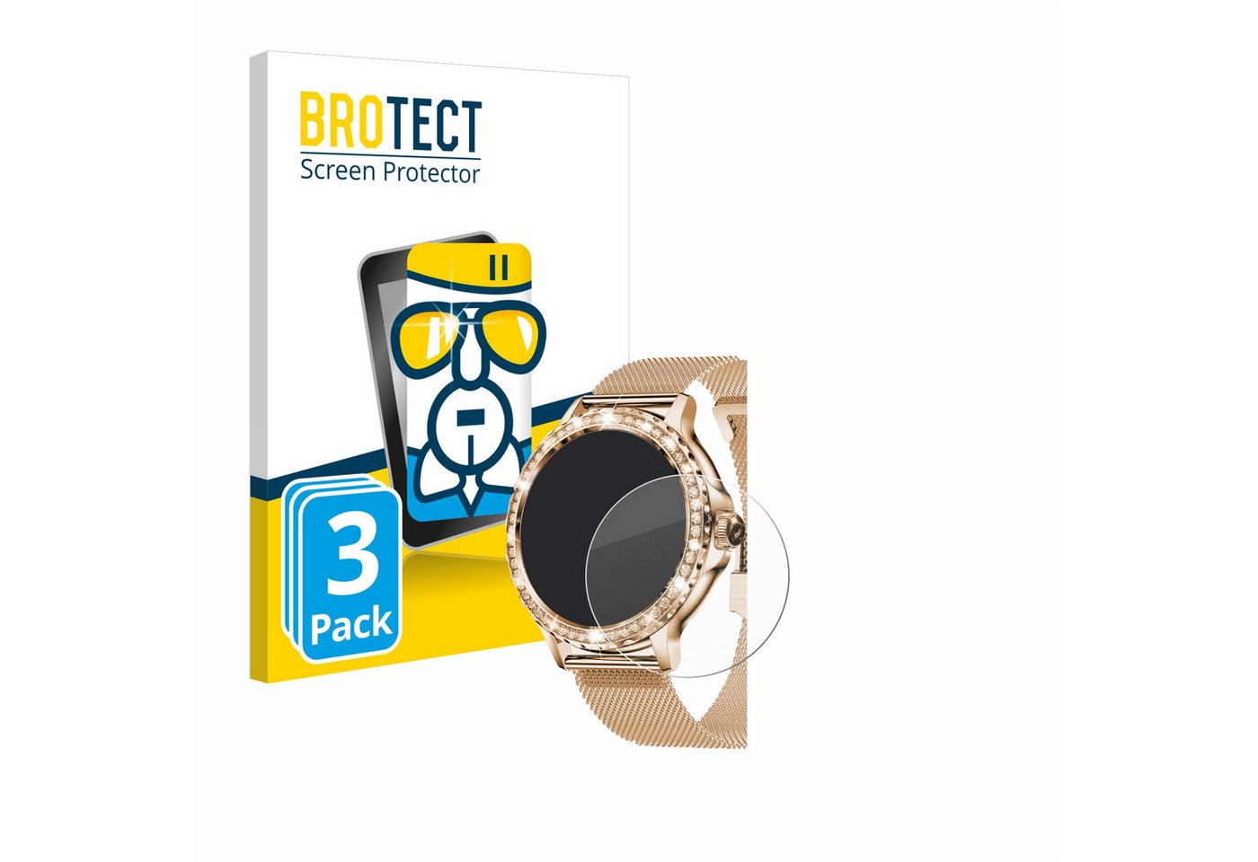 BROTECT flexible Panzerglasfolie für walkbee Smartwatch 1.3 (rund), Displayschutzglas, 3 Stück, Schutzglas Glasfolie klar" von BROTECT