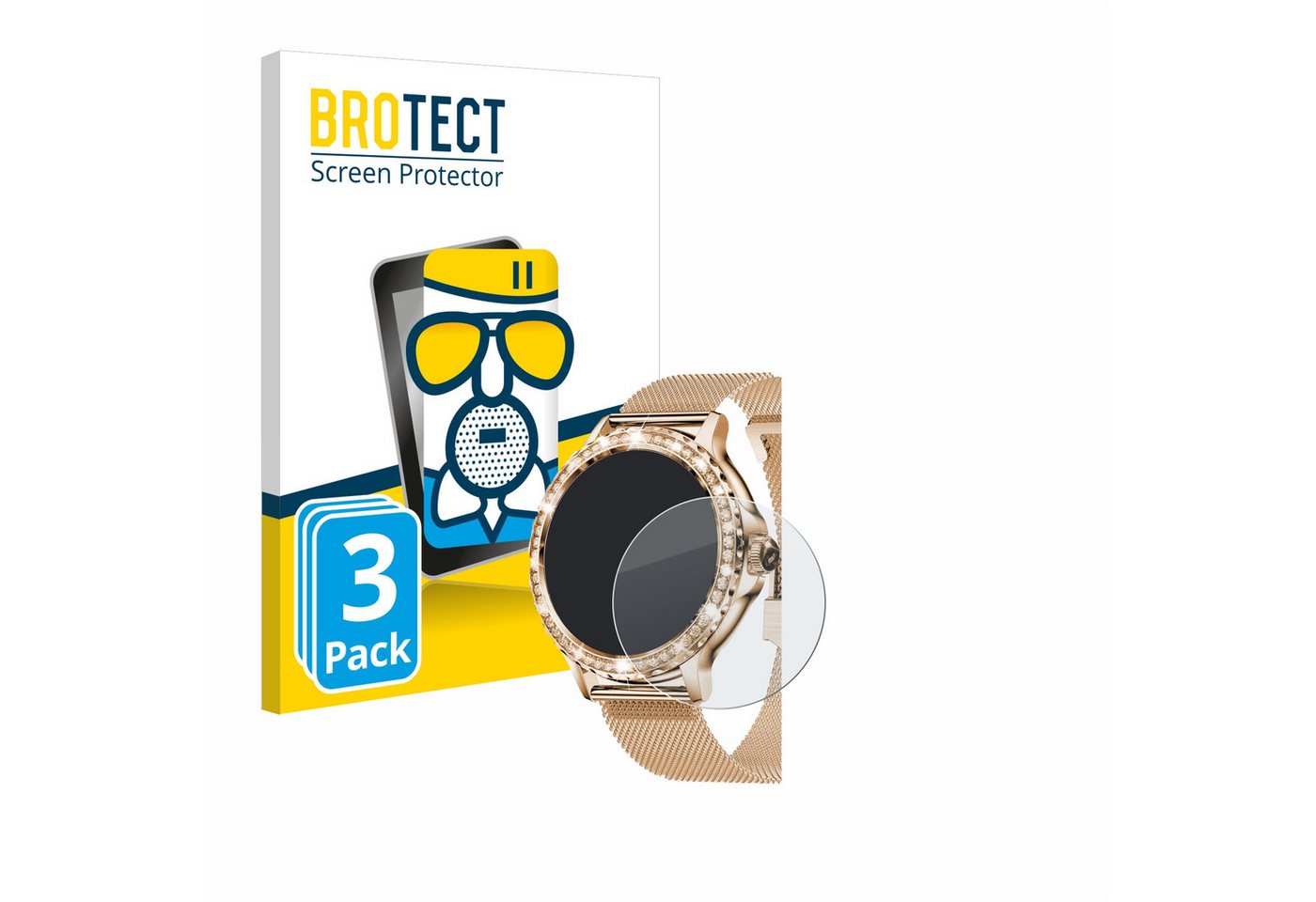 BROTECT flexible Panzerglasfolie für walkbee Smartwatch 1.3 (rund), Displayschutzglas, 3 Stück, Schutzglas Glasfolie matt entspiegelt Anti-Reflex" von BROTECT