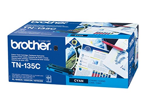 Brother TN135C - Hohe Ergiebigkeit - Cyan - Original - Tonerpatrone - für DCP 9040, 9042, 9045 HL-4040, 4050, 4070 MFC 9420, 9440, 9450, 9840 Brother Toner Cyan f. HL-4040CN HL-4050CDN 4000 Seiten von BROTHER