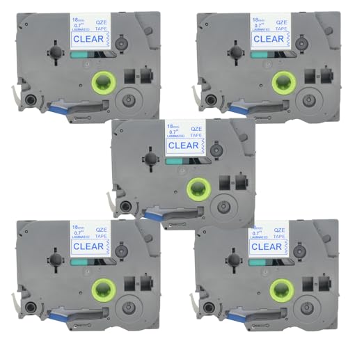 BROVACS 5 Packung Blau auf Transparent Laminiertes Etikettenband Kompatibel mit Brother P-Touch Etikettendrucker TZ 143 TZe 143 18mm 3/4" OPA4143x5 von BROVACS