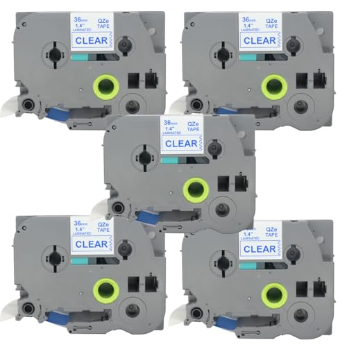 BROVACS 5 Packung Blau auf Transparent Laminiertes Etikettenband Kompatibel mit Brother P-Touch Etikettendrucker TZ 163 TZe 163 36mm 1 1/2" OPA4163x5 BROVACS 5 Packung Blau auf Transparent Laminiertes Etikettenband Kompatibel mit Brother P-Touch Etikettendrucker TZ 163 TZe 163 36mm 1 1/2" OPA4163x5 von BROVACS