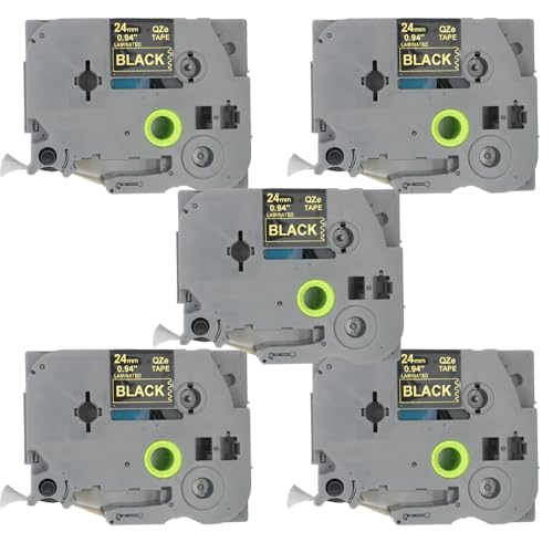 BROVACS 5 Packung Gold auf Schwarz Laminiertes Etikettenband Kompatibel mit Brother P-Touch Etikettendrucker TZ 354 TZe 354 24mm 1" OPA4354x5 BROVACS 5 Packung Gold auf Schwarz Laminiertes Etikettenband Kompatibel mit Brother P-Touch Etikettendrucker TZ 354 TZe 354 24mm 1" OPA4354x5 von BROVACS