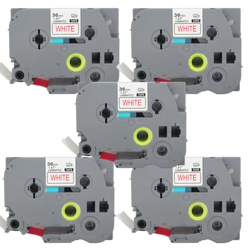BROVACS 5 Packung Rot auf Weiß Laminiertes Etikettenband Kompatibel mit Brother P-Touch Etikettendrucker TZ 262 TZe 262 36mm 1 1/2" OPA4262x5 BROVACS 5 Packung Rot auf Weiß Laminiertes Etikettenband Kompatibel mit Brother P-Touch Etikettendrucker TZ 262 TZe 262 36mm 1 1/2" OPA4262x5 von BROVACS