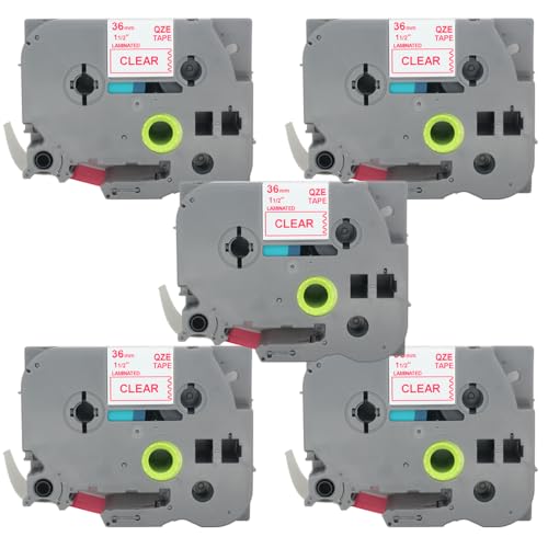 BROVACS Etikettenband, kompatibel mit Brother P-Touch Etikettendrucker, TZ 162, TZe 162, 36 mm, OPA4162x5, Rot auf Transparent, 5 Stück BROVACS Etikettenband, kompatibel mit Brother P-Touch Etikettendrucker, TZ 162, TZe 162, 36 mm, OPA4162x5, Rot auf Transparent, 5 Stück von BROVACS