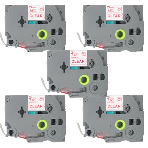 BROVACS 5 Packung Rot auf Transparent Laminiertes Etikettenband Kompatibel mit Brother P-Touch Etikettendrucker TZ 152 TZe 152 24mm 1" OPA4152x5 BROVACS 5 Packung Rot auf Transparent Laminiertes Etikettenband Kompatibel mit Brother P-Touch Etikettendrucker TZ 152 TZe 152 24mm 1" OPA4152x5 von BROVACS