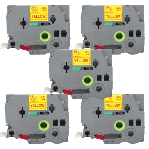 BROVACS 5 Packung Rot auf Gelb Laminiertes Etikettenband Kompatibel mit Brother P-Touch Etikettendrucker TZ 662 TZe 662 36mm 1 1/2" OPA4662x5 BROVACS 5 Packung Rot auf Gelb Laminiertes Etikettenband Kompatibel mit Brother P-Touch Etikettendrucker TZ 662 TZe 662 36mm 1 1/2" OPA4662x5 von BROVACS