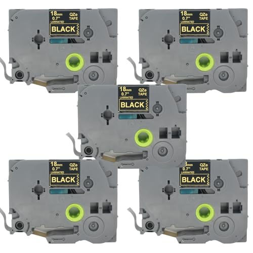 BROVACS 5 Packung Gold auf Schwarz Laminiertes Etikettenband Kompatibel mit Brother P-Touch Etikettendrucker TZ 344 TZe 344 18mm 3/4" OPA4344x5 BROVACS 5 Packung Gold auf Schwarz Laminiertes Etikettenband Kompatibel mit Brother P-Touch Etikettendrucker TZ 344 TZe 344 18mm 3/4" OPA4344x5 von BROVACS