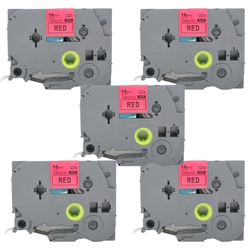 BROVACS 5 Packung Schwarz auf Rot Laminiertes Etikettenband Kompatibel mit Brother P-Touch Etikettendrucker TZ 441 TZe 441 18mm 3/4" OPA4441x5 von BROVACS