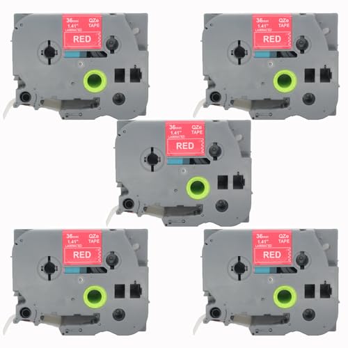 BROVACS 5 Packung Weiß auf Rot Laminiertes Etikettenband Kompatibel mit Brother P-Touch Etikettendrucker TZ 465 TZe 465 36mm 1 1/2" OPA4465x5 BROVACS 5 Packung Weiß auf Rot Laminiertes Etikettenband Kompatibel mit Brother P-Touch Etikettendrucker TZ 465 TZe 465 36mm 1 1/2" OPA4465x5 von BROVACS