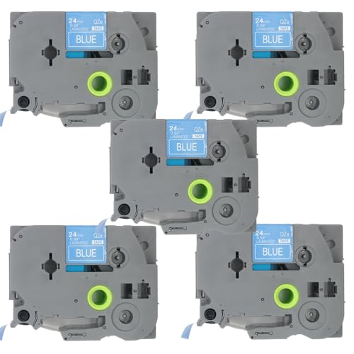 BROVACS 5 Packung Weiß auf Blau Laminiertes Etikettenband Kompatibel mit Brother P-Touch Etikettendrucker TZ 555 TZe 555 24mm 1" OPA4555x5 BROVACS 5 Packung Weiß auf Blau Laminiertes Etikettenband Kompatibel mit Brother P-Touch Etikettendrucker TZ 555 TZe 555 24mm 1" OPA4555x5 von BROVACS
