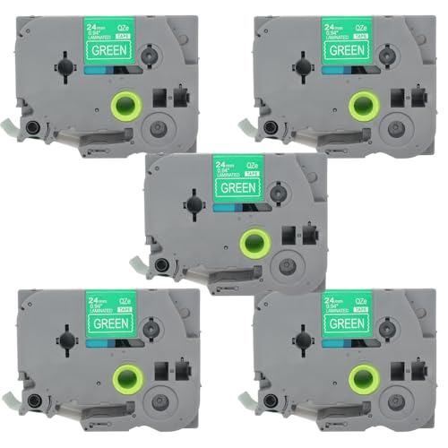 BROVACS 5 Packung Weiß auf Grün Laminiertes Etikettenband Kompatibel mit Brother P-Touch Etikettendrucker TZ 755 TZe 755 24mm 1" OPA4755x5 BROVACS 5 Packung Weiß auf Grün Laminiertes Etikettenband Kompatibel mit Brother P-Touch Etikettendrucker TZ 755 TZe 755 24mm 1" OPA4755x5 von BROVACS