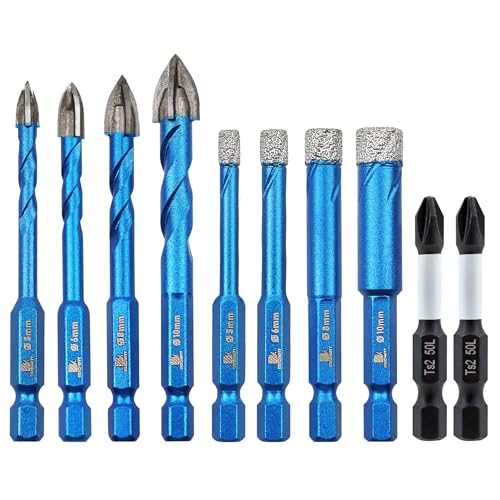 BRSCHNITT Diamant Fliesenbohrer Ø5I 6I 8I 10mm& Magnetischer Phillips,Steinbohrer Bohrer Set mit Sechskantschaft Universalbohrer für Keramik, Granit, Porzellan, Fliesen, harte Fliesen, Feinsteinzeug BRSCHNITT Diamant Fliesenbohrer Ø5I 6I 8I 10mm& Magnetischer Phillips,Steinbohrer Bohrer Set mit Sechskantschaft Universalbohrer für Keramik, Granit, Porzellan, Fliesen, harte Fliesen, Feinsteinzeug von BRSCHNITT