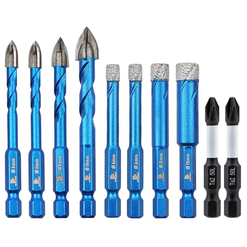 BRSCHNITT Diamant Fliesenbohrer Ø6I 6I 8I 10mm& Magnetischer Phillips,Steinbohrer Bohrer Set mit Sechskantschaft Universalbohrer für Keramik, Granit, Porzellan, Fliesen, harte Fliesen, Feinsteinzeug BRSCHNITT Diamant Fliesenbohrer Ø6I 6I 8I 10mm& Magnetischer Phillips,Steinbohrer Bohrer Set mit Sechskantschaft Universalbohrer für Keramik, Granit, Porzellan, Fliesen, harte Fliesen, Feinsteinzeug von BRSCHNITT