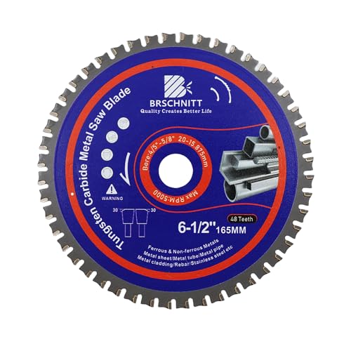 Kreissägeblatt Metall 165mm 20mm|48T TCT Metallkreissägeblatt zum Schneiden von Stahl, Aluminium, Kupfer, Metall Baustahl, für Kreissäge und Kappsäge | Metallsägeblatt Kreissägeblatt Metall 165mm 20mm|48T TCT Metallkreissägeblatt zum Schneiden von Stahl, Aluminium, Kupfer, Metall Baustahl, für Kreissäge und Kappsäge | Metallsägeblatt von BRSCHNITT