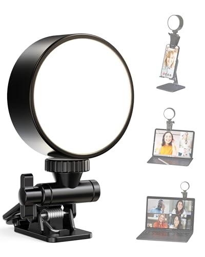 BRTech 2024 Selfie Licht mit Tragbarer Klemme, 360° Drehbar Beleuchtung 3 Lichtmodi 54 LED Videolicht Handy, 3000K-6500K High Power Kamera Licht mit Clip Ringlicht für Phone iPhone Tablet iPad Laptop von BRTech