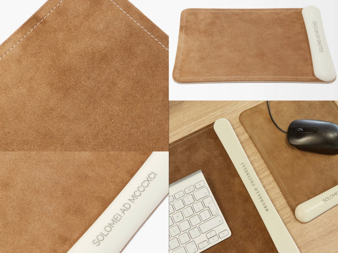 BRUNELLO CUCINELLI BRUNELLO CUCINELLI Office Leder Suede Stahl Faux Cork Krion Mouse-Pad Maus- und Mauspad-Set von BRUNELLO CUCINELLI