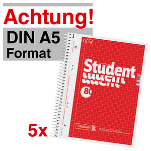 5 BRUNNEN Collegeblöcke Student Kleinformat kariert DIN A5 Innenrand 5 BRUNNEN Collegeblöcke Student Kleinformat kariert DIN A5 Innenrand von BRUNNEN
