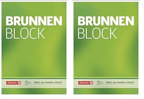 BRUNNEN 1052726 Briefblock/Schreibblock Block (A4, blanko, 50 Blatt, 70 g/m²) (Packung mit 2) von BRUNNEN