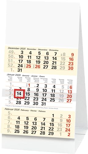 BRUNNEN 3-Monats-Tischkalender 2026 | 100×120 mm, weiß/hellgelb BRUNNEN 3-Monats-Tischkalender 2026 | 100×120 mm, weiß/hellgelb von BRUNNEN