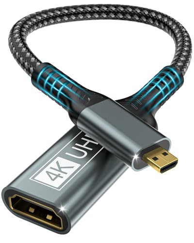 BRV Explorer Micro HDMI auf HDMI Adapter, 4K@60Hz Micro HDMI Stecker auf 2.0 Buchse, 3D 1080P Dolby Typ D auf A Adapterkabel Kompatibel mit Raspberry Pi 5/4, Hero, Kamera, Yoga, ODROID usw BRV Explorer Micro HDMI auf HDMI Adapter, 4K@60Hz Micro HDMI Stecker auf 2.0 Buchse, 3D 1080P Dolby Typ D auf A Adapterkabel Kompatibel mit Raspberry Pi 5/4, Hero, Kamera, Yoga, ODROID usw von BRV Explorer
