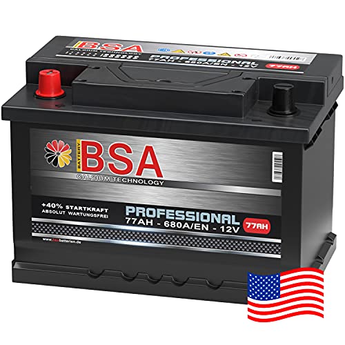 US Autobatterie 77Ah 680A/EN USA Batterie Pluspol Links Voyager Cherokee Wrangler Navara Captiva von BSA BATTERY HIGH QUALITY BATTERIES