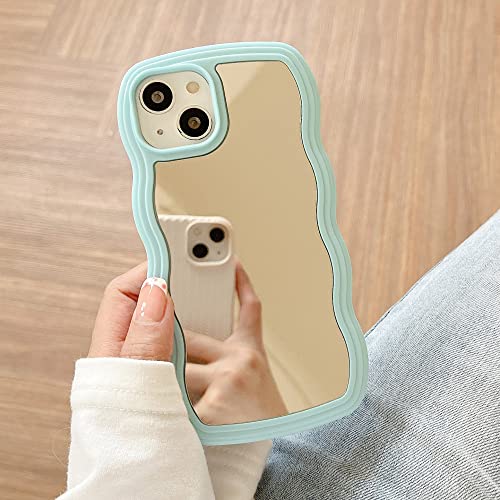 BSAPP Niedliche Spiegel-Curly-Wave-Hülle für iPhone 11 12 13 Pro Max 13Pro X XR XS Max, weiche Make-up-Abdeckung, ästhetisch, blau, für iPhone 11 BSAPP Niedliche Spiegel-Curly-Wave-Hülle für iPhone 11 12 13 Pro Max 13Pro X XR XS Max, weiche Make-up-Abdeckung, ästhetisch, blau, für iPhone 11 von BSAPP