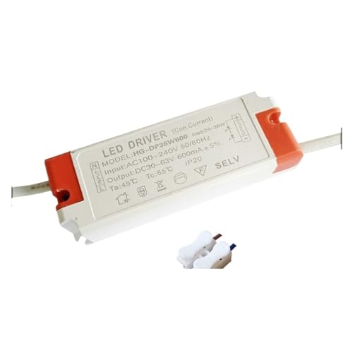 LED-Leistungstreiber, Vorschaltgerät, flache Lampe, Deckenstrahler, Gleichrichtertransformator, 20 W, 30 W, 36 W (Color : 24-36W 600mA male plug) von BSAXITHZB