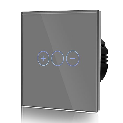 BSEED Dimmer Schalter 700W Berühren Sie den Wandlichtschalter Ausgeglichenes Glas Platten Funktioniert mit Dimmbaren LED-Lichtern 1 Fach 1 Weg Grau von BSEED