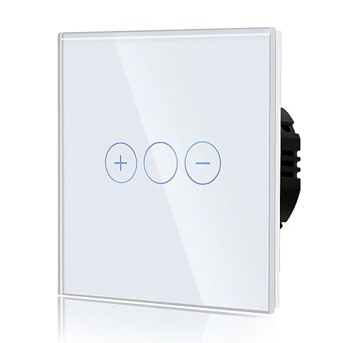 BSEED Dimmer Schalter 700W Berühren Sie den Wandlichtschalter Ausgeglichenes Glas Platten Funktioniert mit Dimmbaren LED-Lichtern 1 Fach 1 Weg Weiß von BSEED