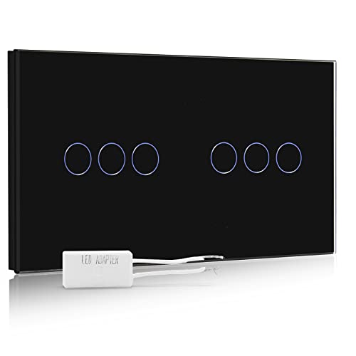 BSEED Dimmer Schalter Led Dimmer Touch Lichtschalter 1-fach 1 weg +1-fach 1 weg Glas Touch Schalter Touchscreen-Funktioniert mit dimmer LED-Glühlampen Schwarz BSEED Dimmer Schalter Led Dimmer Touch Lichtschalter 1-fach 1 weg +1-fach 1 weg Glas Touch Schalter Touchscreen-Funktioniert mit dimmer LED-Glühlampen Schwarz von BSEED