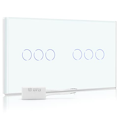 BSEED Dimmer Schalter Led Dimmer Touch Lichtschalter 1-fach 1 weg +1-fach 1 weg Glas Touch Schalter Weiß Touchscreen-Funktioniert mit dimmer LED-Glühlampen BSEED Dimmer Schalter Led Dimmer Touch Lichtschalter 1-fach 1 weg +1-fach 1 weg Glas Touch Schalter Weiß Touchscreen-Funktioniert mit dimmer LED-Glühlampen von BSEED