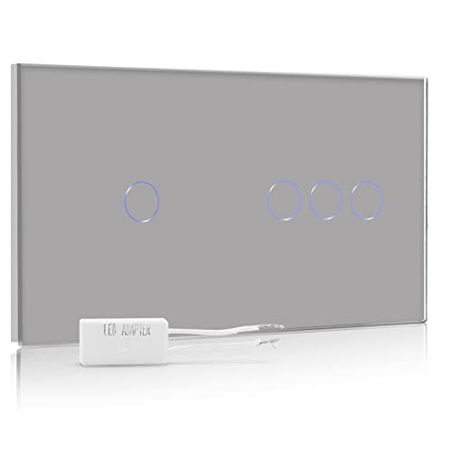 BSEED Dimmer Schalter Led Dimmer Touch Lichtschalter 1-fach 1 weg +1-fach 2 weg Glas Touch Schalter Grau Touchscreen-Funktioniert mit dimmer LED-Glühlampen BSEED Dimmer Schalter Led Dimmer Touch Lichtschalter 1-fach 1 weg +1-fach 2 weg Glas Touch Schalter Grau Touchscreen-Funktioniert mit dimmer LED-Glühlampen von BSEED