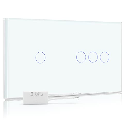 BSEED Dimmer Schalter Led Dimmer Touch Lichtschalter 1-fach 1 weg +1-fach 2 weg Glas Touch Schalter Weiß Touchscreen-Funktioniert mit dimmer LED-Glühlampen BSEED Dimmer Schalter Led Dimmer Touch Lichtschalter 1-fach 1 weg +1-fach 2 weg Glas Touch Schalter Weiß Touchscreen-Funktioniert mit dimmer LED-Glühlampen von BSEED