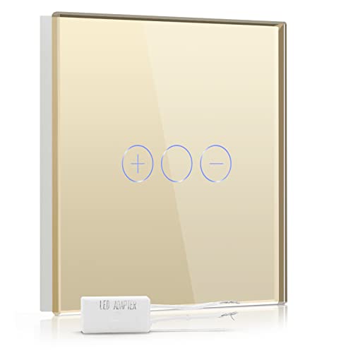 BSEED Dimmer Schalter Led Dimmer Touch Lichtschalter 1-Fach 1 Weg Glas Touch Schalter Gold Touchscreen-Funktioniert mit dimmer LED-Glühlampen BSEED Dimmer Schalter Led Dimmer Touch Lichtschalter 1-Fach 1 Weg Glas Touch Schalter Gold Touchscreen-Funktioniert mit dimmer LED-Glühlampen von BSEED