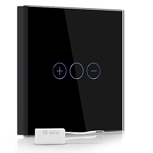 BSEED Dimmer Schalter Led Dimmer Touch Lichtschalter 1-Fach 1 Weg Glas Touch Schalter Touchscreen-Funktioniert mit dimmer LED-Glühlampen Schwarz BSEED Dimmer Schalter Led Dimmer Touch Lichtschalter 1-Fach 1 Weg Glas Touch Schalter Touchscreen-Funktioniert mit dimmer LED-Glühlampen Schwarz von BSEED