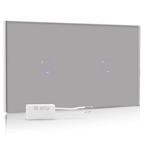 BSEED Dimmer Schalter Led Dimmer Touch Lichtschalter 1-fach 2 weg +1-fach 2 weg Glas Touch Schalter Grau Touchscreen-Funktioniert mit dimmer LED-Glühlampen BSEED Dimmer Schalter Led Dimmer Touch Lichtschalter 1-fach 2 weg +1-fach 2 weg Glas Touch Schalter Grau Touchscreen-Funktioniert mit dimmer LED-Glühlampen von BSEED