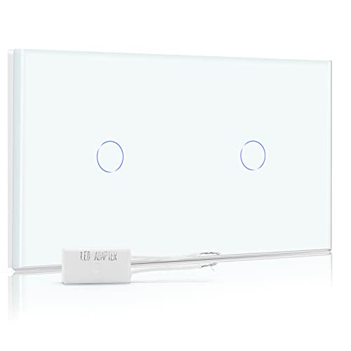 BSEED Dimmer Schalter Led Dimmer Touch Lichtschalter 1-Fach 2 Weg +1-Fach 2 Weg Glas Touch Schalter Weiß Touchscreen-Funktioniert mit dimmer LED-Glühlampen BSEED Dimmer Schalter Led Dimmer Touch Lichtschalter 1-Fach 2 Weg +1-Fach 2 Weg Glas Touch Schalter Weiß Touchscreen-Funktioniert mit dimmer LED-Glühlampen von BSEED