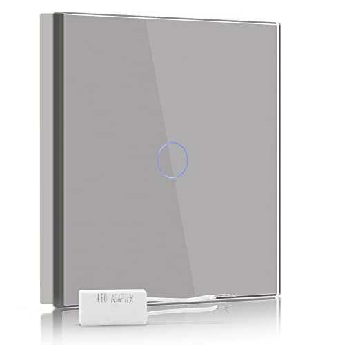 BSEED Dimmer Schalter Led Dimmer Touch Lichtschalter 1-Fach 2 Weg Glas Touch Schalter Grau Touchscreen-Funktioniert mit dimmer LED-Glühlampen BSEED Dimmer Schalter Led Dimmer Touch Lichtschalter 1-Fach 2 Weg Glas Touch Schalter Grau Touchscreen-Funktioniert mit dimmer LED-Glühlampen von BSEED
