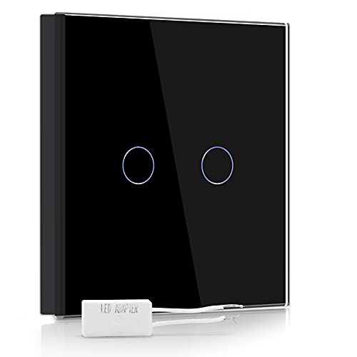 BSEED Dimmer Schalter Led Dimmer Touch Lichtschalter 2-Fach 1 Weg Glas Touch Schalter Schwarz Touchscreen-Funktioniert mit dimmer LED-Glühlampen BSEED Dimmer Schalter Led Dimmer Touch Lichtschalter 2-Fach 1 Weg Glas Touch Schalter Schwarz Touchscreen-Funktioniert mit dimmer LED-Glühlampen von BSEED