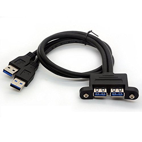 BSHTU USB-3.0-Kabel mit 2 Anschlüssen, Typ A, Verlängerungscode, Stecker auf Buchse, Adapter für Motherboard-Motherboard, mit Schraublöchern, 50 cm von BSHTU