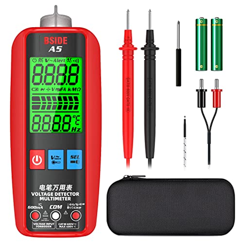 BSIDE A5 Smart Digital Multimeter Elektrische Tester Intelligente Messgerät Automatisch mit NCV VFC Misst AC DC Volt Amp Ohm Cap Hz Kontinuität Diode Temperatur Strommessgerät Taschenlampe von BSIDE