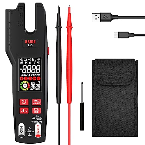 BSIDE Digitale Stromzange DC AC 600A Infrarot Thermometer TRMS Multimeter 3 in 1 9999 Zähler mit Farb LCD VFD und Wiederaufladbare Akku Gabelöffnung Amperezange Für Kfz Werkstatt Elektriker von BSIDE