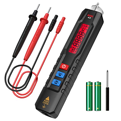 BSIDE Spannungstester Berührungslos Smart Digitales Stift-Nultimeter Elektrische Tester mit NCV 6V-1000V AC DC Spannung Ohm Kapazität Diode KFZ Prüfer Durchgangsprüfer mit Taschenlampe von BSIDE