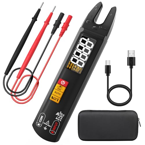 BSIDE U1 Digital Multimeter mit Offene Stromzange AC DC Wiederaufladbar Großes Display Automatisches Messzange Multimeter Klein Mini für Strom Spannung Ohm Durchgang, NCV Hz Diode Kapazitätsmessung von BSIDE